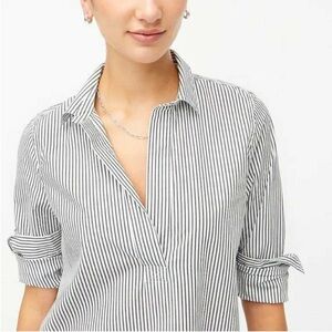J.Crew linen cotton blend striped split neck tunic top M